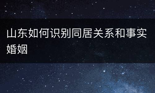 山东如何识别同居关系和事实婚姻