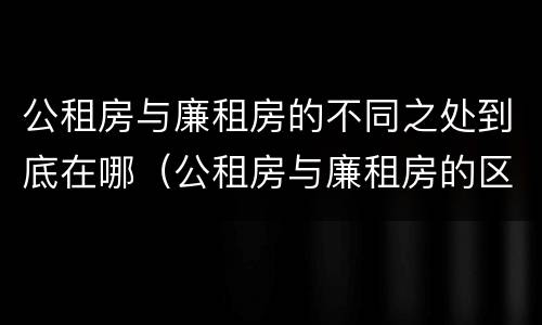公租房与廉租房的不同之处到底在哪（公租房与廉租房的区别在哪里）