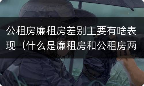 公租房廉租房差别主要有啥表现（什么是廉租房和公租房两个有什么特点）