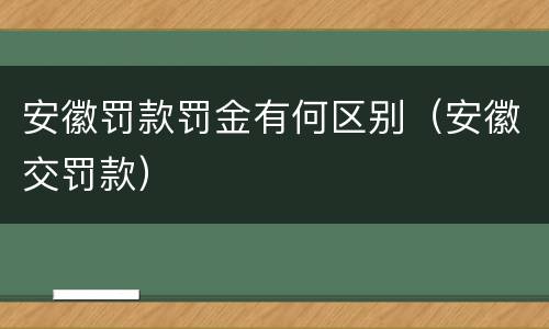 安徽罚款罚金有何区别（安徽交罚款）