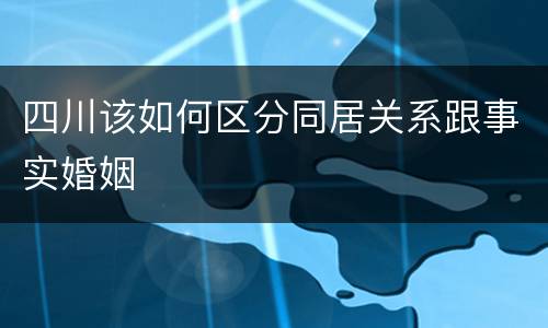 四川该如何区分同居关系跟事实婚姻