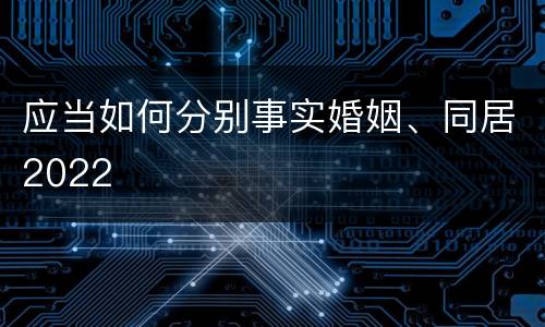 应当如何分别事实婚姻、同居2022