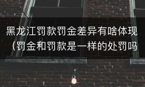 黑龙江罚款罚金差异有啥体现（罚金和罚款是一样的处罚吗）