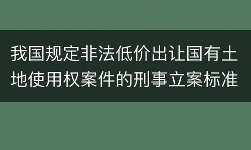 我国规定非法低价出让国有土地使用权案件的刑事立案标准是怎么样规定