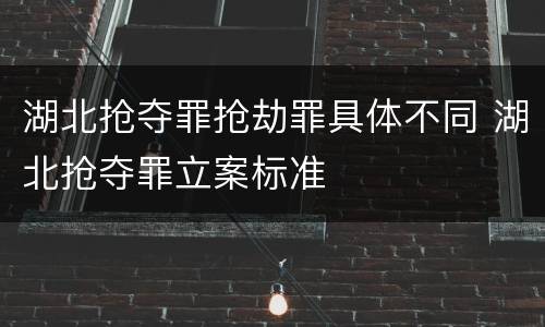 湖北抢夺罪抢劫罪具体不同 湖北抢夺罪立案标准