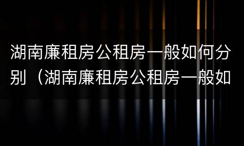 湖南廉租房公租房一般如何分别（湖南廉租房公租房一般如何分别购买）
