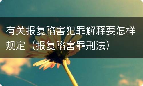 有关报复陷害犯罪解释要怎样规定（报复陷害罪刑法）