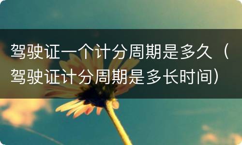 驾驶证一个计分周期是多久（驾驶证计分周期是多长时间）