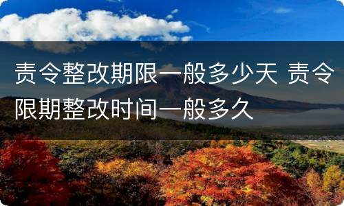 责令整改期限一般多少天 责令限期整改时间一般多久