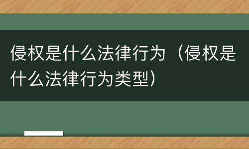 侵权是什么法律行为（侵权是什么法律行为类型）