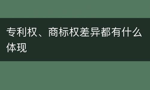 专利权、商标权差异都有什么体现