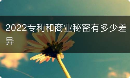 2022专利和商业秘密有多少差异