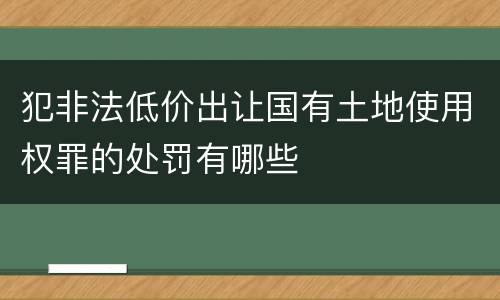 犯非法低价出让国有土地使用权罪的处罚有哪些