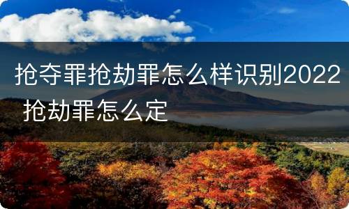 抢夺罪抢劫罪怎么样识别2022 抢劫罪怎么定
