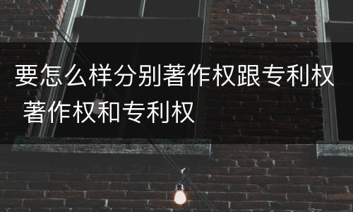 要怎么样分别著作权跟专利权 著作权和专利权