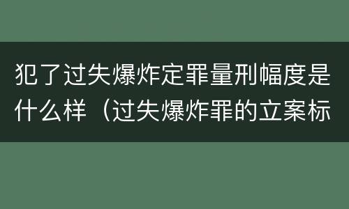 犯了过失爆炸定罪量刑幅度是什么样（过失爆炸罪的立案标准）
