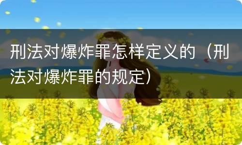 刑法对爆炸罪怎样定义的（刑法对爆炸罪的规定）