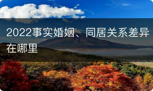 2022事实婚姻、同居关系差异在哪里