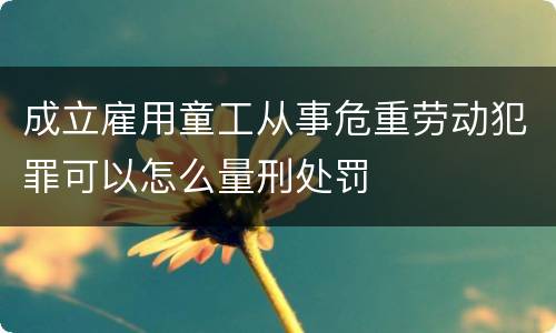 成立雇用童工从事危重劳动犯罪可以怎么量刑处罚