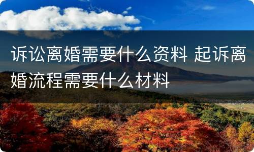 诉讼离婚需要什么资料 起诉离婚流程需要什么材料