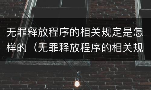 无罪释放程序的相关规定是怎样的（无罪释放程序的相关规定是怎样的呢）