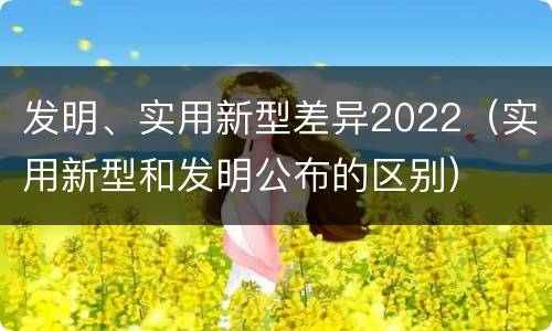 发明、实用新型差异2022（实用新型和发明公布的区别）