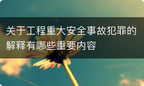 关于工程重大安全事故犯罪的解释有哪些重要内容