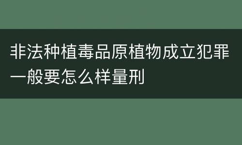 非法种植毒品原植物成立犯罪一般要怎么样量刑