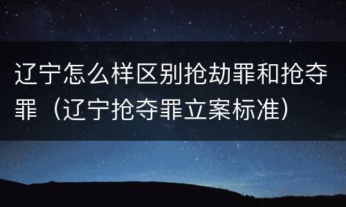 辽宁怎么样区别抢劫罪和抢夺罪（辽宁抢夺罪立案标准）