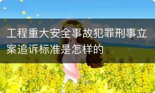 工程重大安全事故犯罪刑事立案追诉标准是怎样的
