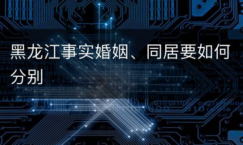 黑龙江事实婚姻、同居要如何分别
