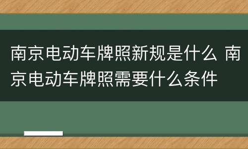 南京电动车牌照新规是什么 南京电动车牌照需要什么条件