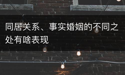 同居关系、事实婚姻的不同之处有啥表现