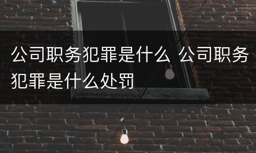公司职务犯罪是什么 公司职务犯罪是什么处罚