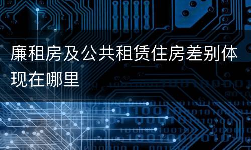 廉租房及公共租赁住房差别体现在哪里