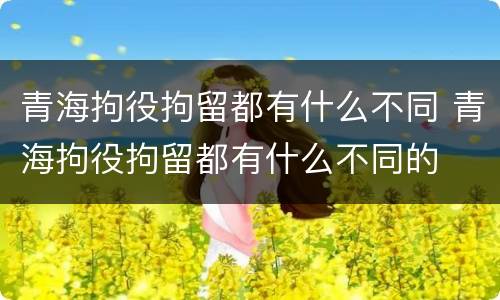 青海拘役拘留都有什么不同 青海拘役拘留都有什么不同的