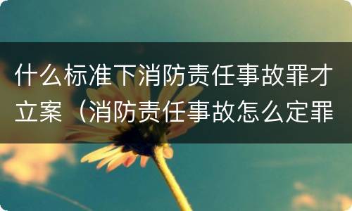 什么标准下消防责任事故罪才立案（消防责任事故怎么定罪）