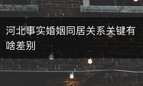 河北事实婚姻同居关系关键有啥差别