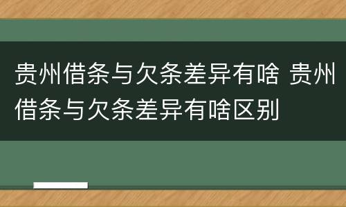 贵州借条与欠条差异有啥 贵州借条与欠条差异有啥区别