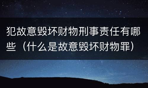 犯故意毁坏财物刑事责任有哪些（什么是故意毁坏财物罪）