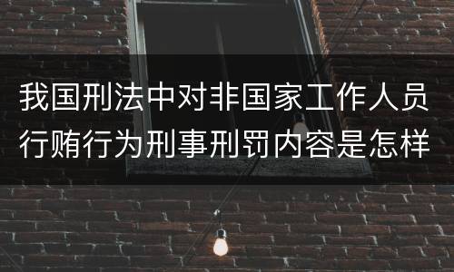我国刑法中对非国家工作人员行贿行为刑事刑罚内容是怎样