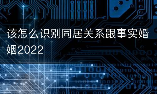 该怎么识别同居关系跟事实婚姻2022
