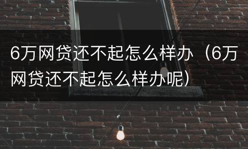 6万网贷还不起怎么样办（6万网贷还不起怎么样办呢）