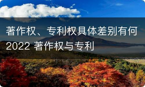 著作权、专利权具体差别有何2022 著作权与专利