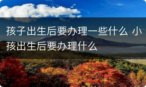 孩子出生后要办理一些什么 小孩出生后要办理什么