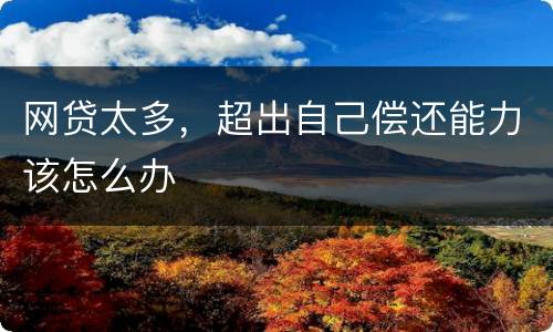 网贷太多，超出自己偿还能力该怎么办
