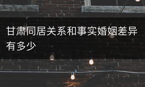 甘肃同居关系和事实婚姻差异有多少