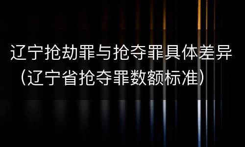 辽宁抢劫罪与抢夺罪具体差异（辽宁省抢夺罪数额标准）