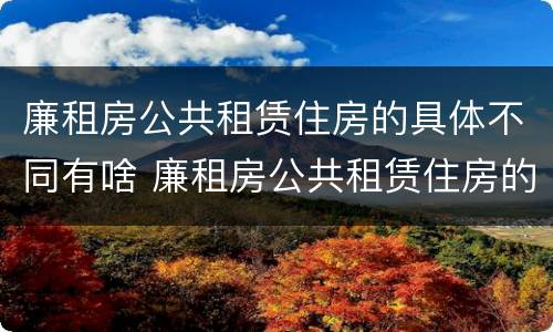 廉租房公共租赁住房的具体不同有啥 廉租房公共租赁住房的具体不同有啥区别