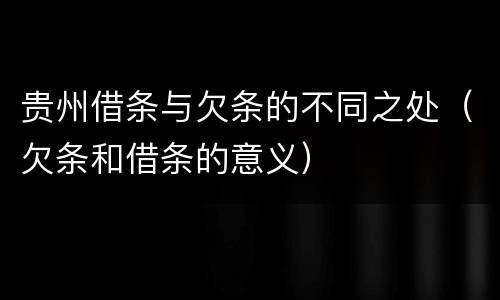 贵州借条与欠条的不同之处（欠条和借条的意义）